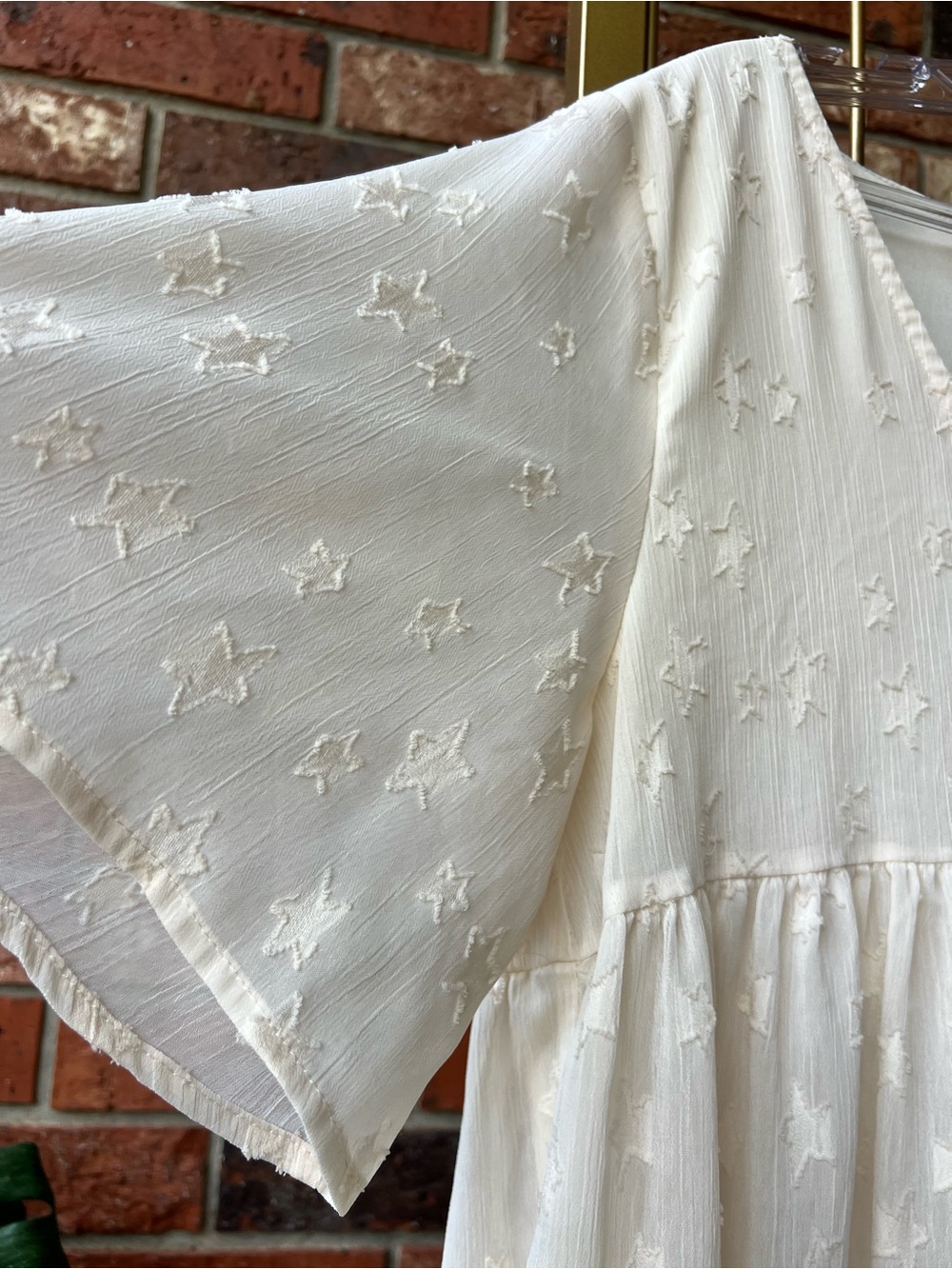entro Cream V-Neck Tiered Babydoll Dress - Picture 8 of 8